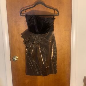 EUC Cynthia Steffe black and gold strapless dress Size 2